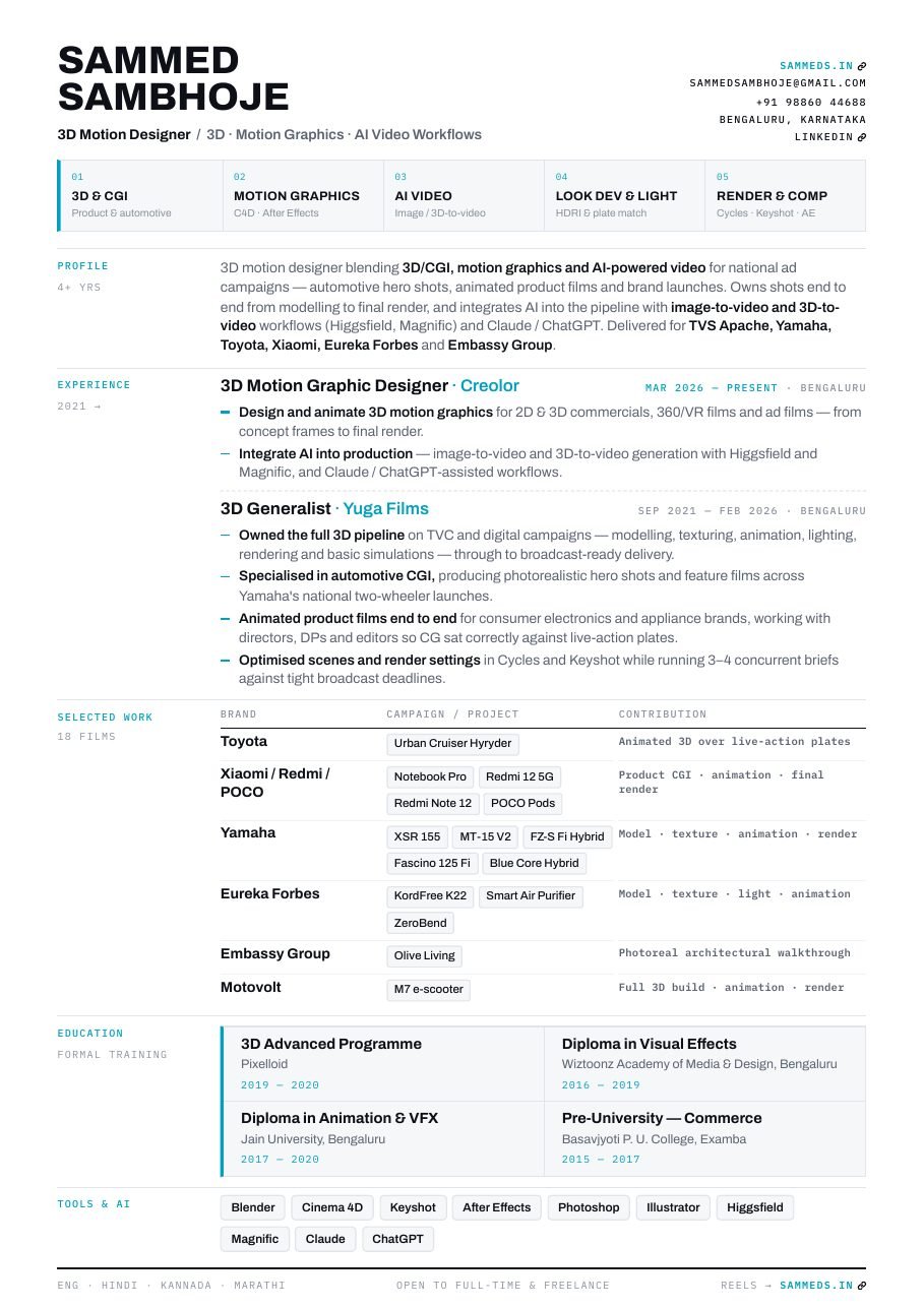 Preview of Sammed Sambhoje's CV